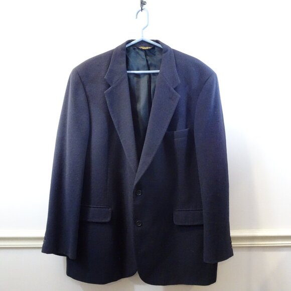 BROOKS Brothers 100% Camel Hair Jacket Blazer Sport Coat 48 L Long Navy Blue